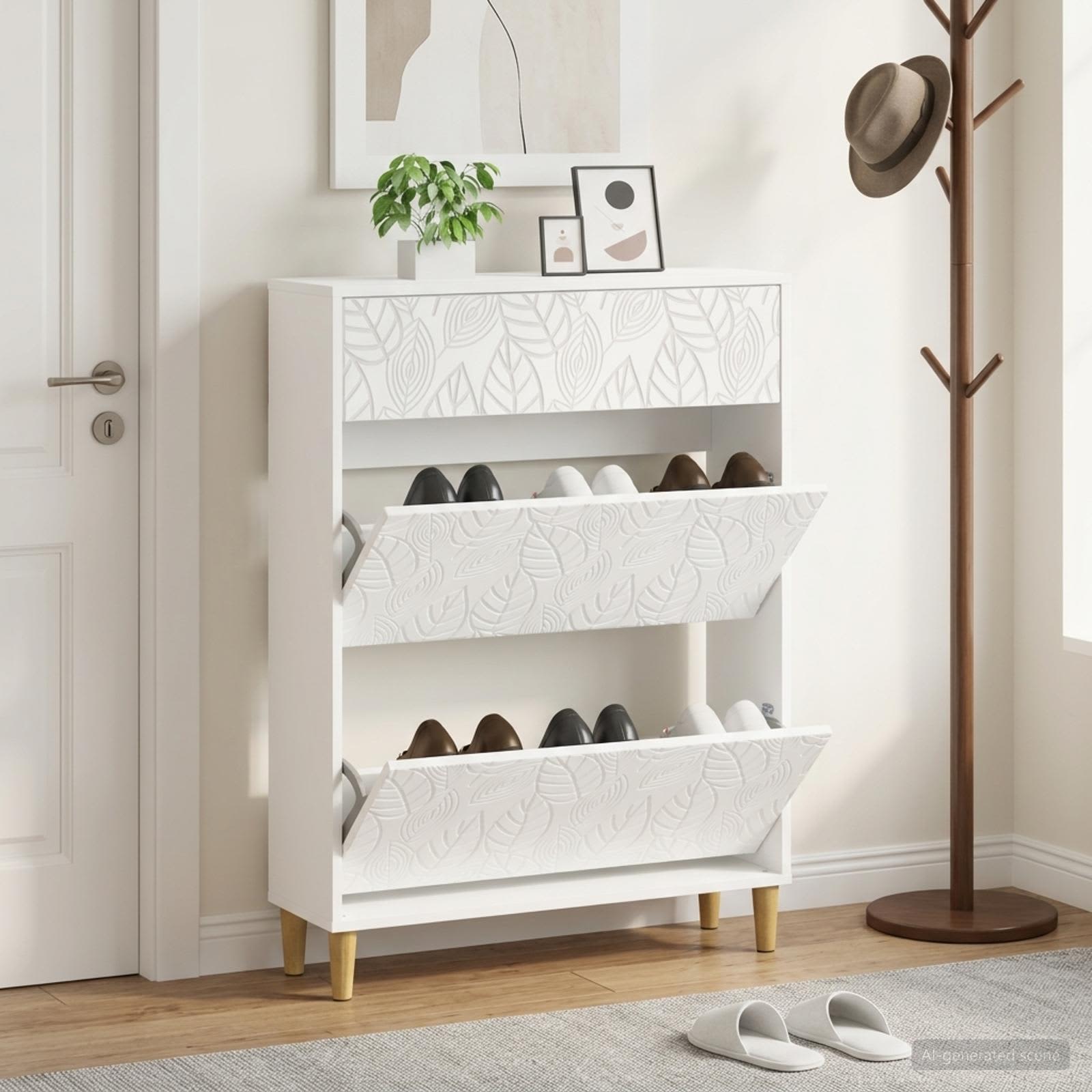 vidaXL Kenkäkaappi DELFT 78 x 24 x 103 cm Tekninen puu valkoinen