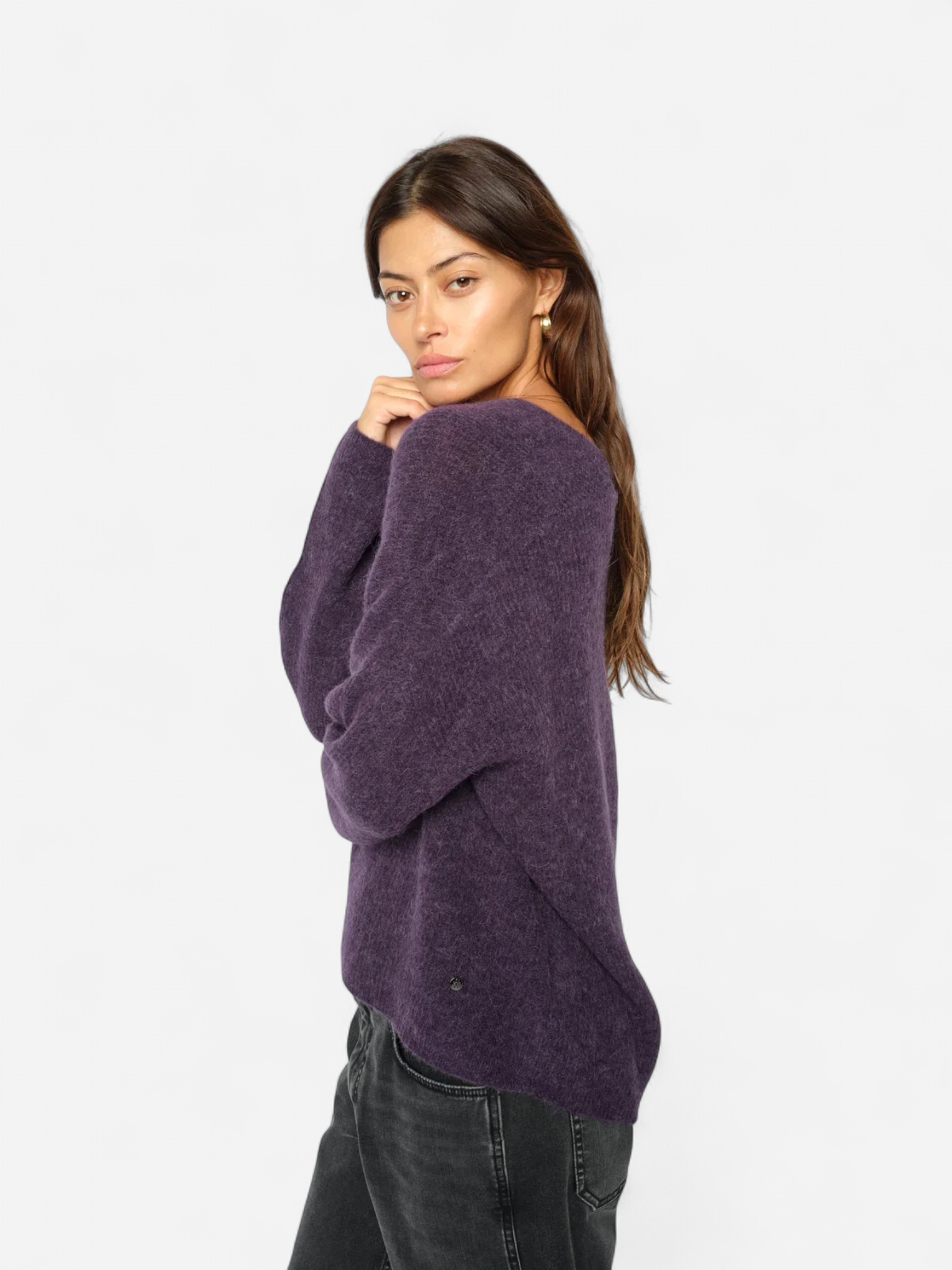 Mos Mosh Thora V-Neck Knit, liila