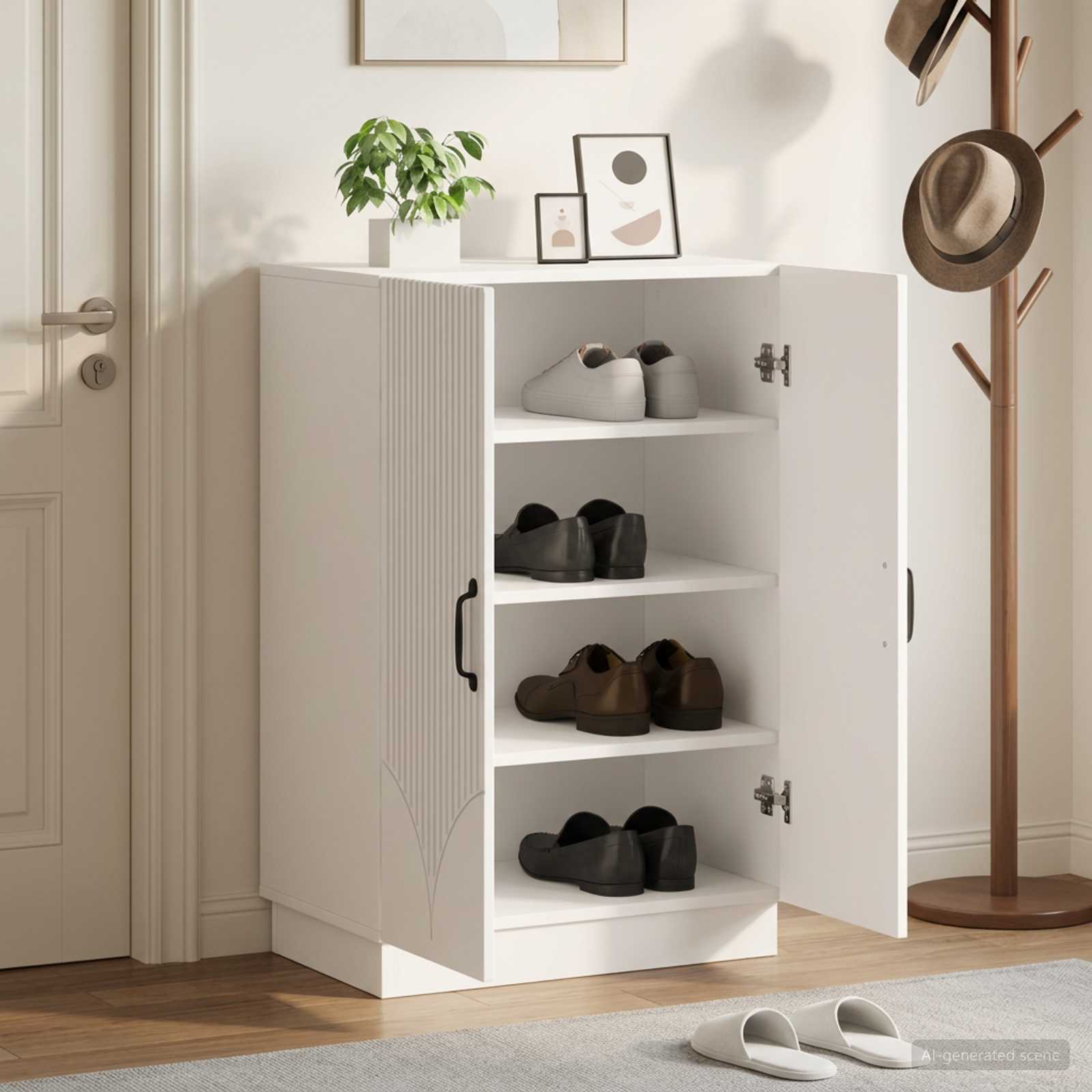 vidaXL Kenkäkaappi HOORN 59,5 x 39,5 x 87 cm Tekninen puu valkoinen