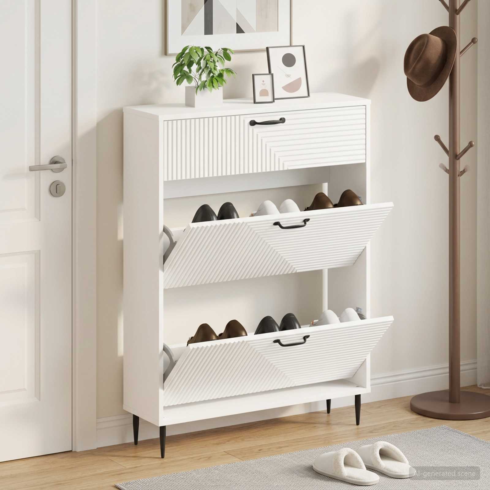 vidaXL Kenkäkaappi HAARLEM 78 x 24 x 103 cm Tekninen puu valkoinen