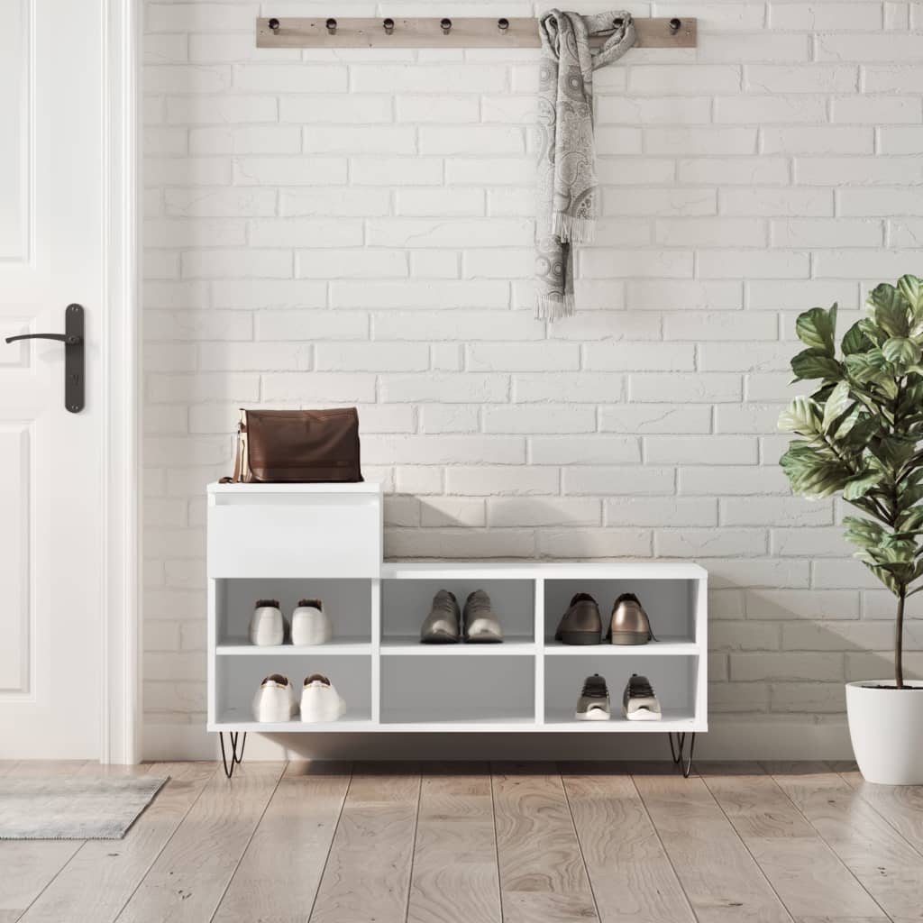 vidaXL Kenkäkaappi valkoinen 102x36x60 cm tekninen puu