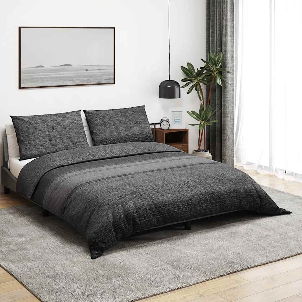 vidaXL Pussilakanasetti tummanharmaa ja musta 260x240 cm puuvilla