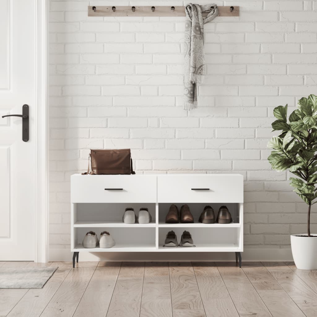 vidaXL Kenkäkaappi korkeakiilto valkoinen 102x35x55 cm