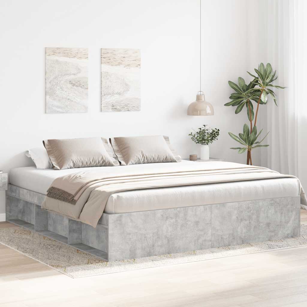 vidaXL Sängynrunko betoninharmaa 200x200 cm