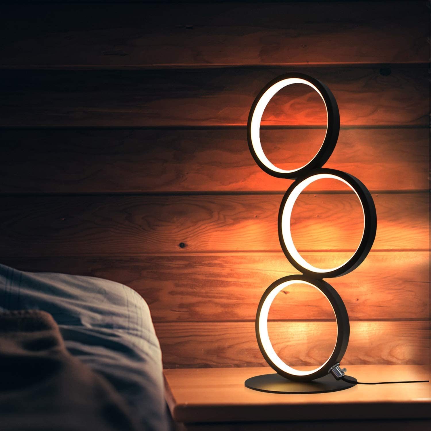 ZMH musta LED-yöpöytävalaisin rengaspöytävalaisin