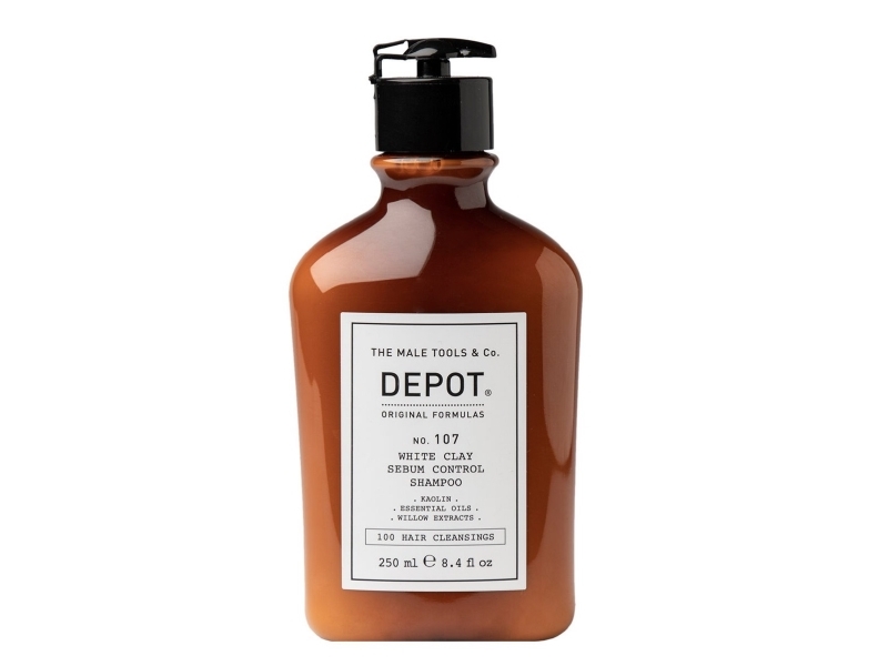 Depot No. 107 WhiteClay SebumControl Shampoo rasvoittuville hiuksille 250ml