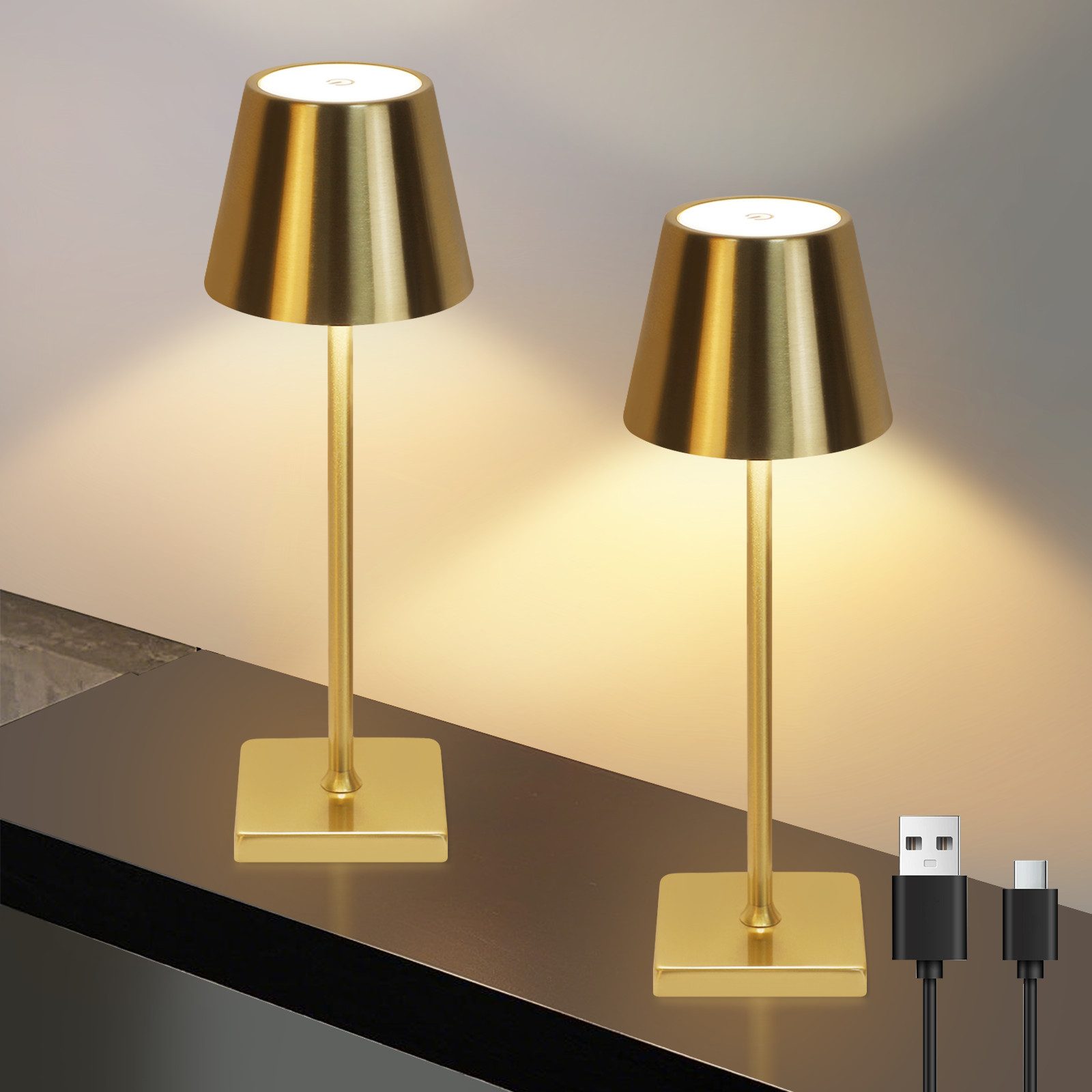 ZMH Langaton LED-pöytävalaisin Vintage-kulta